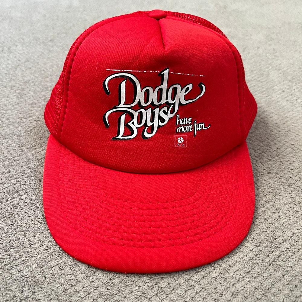 Vintage 1980s Dodge Boys‎ Have More Fun Red Mesh Trucker Hat Snapback OSFM